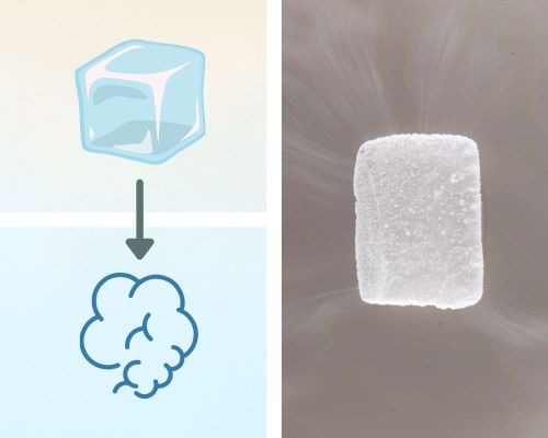 Sublimación de hielo seco a dióxido de carbono gaseoso