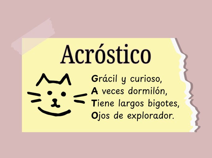acróstico: ejemplo con la palabra GATO