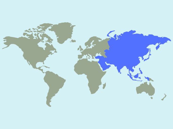 Mapa resaltado de Asia