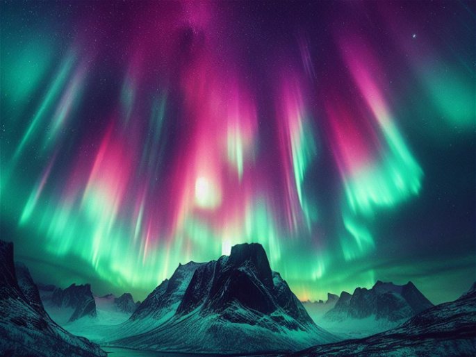 aurora boreal en amplia gama cromática