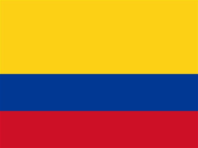 bandera de Colombia (amarillo, rojo y azul horizontal)