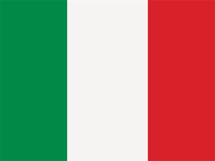 Bandera de Italia (3 franjas verticales verde, blanca y roja respectivamente)