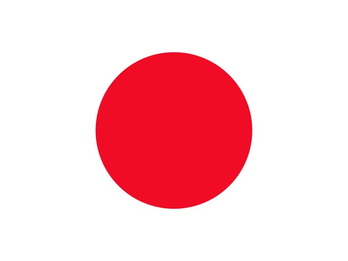 Bandera de Japón (fondo blanco y círculo rojo en el centro)