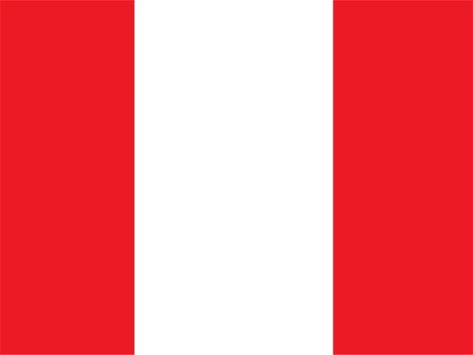 Bandera de Perú (franjas verticales rojas y blanca central más gruesa)