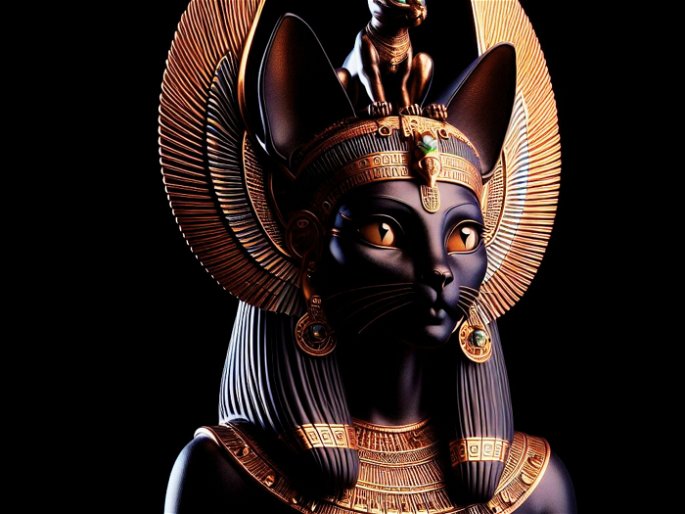 diosa guerrera egipcia con cabeza de gato