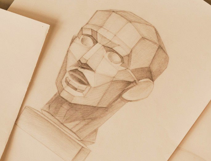 Boceto de un rostro humano realizado a lapiz