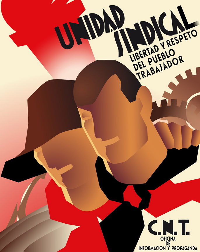 cartel de la CNT, del movimiento sindical español.