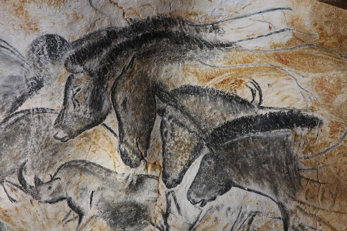 Caballos en pintura rupestre de Chauvet