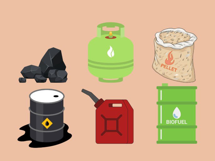 combustibles de varios tipos