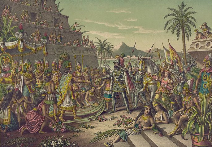 Cortés encuentra a Moctezuma