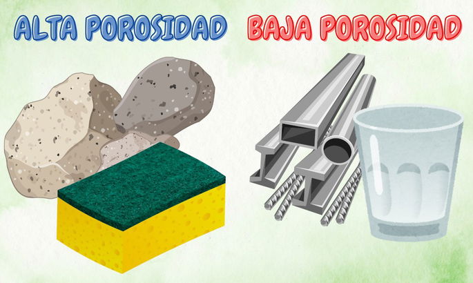 Ejemplos de porosidad alta y baja