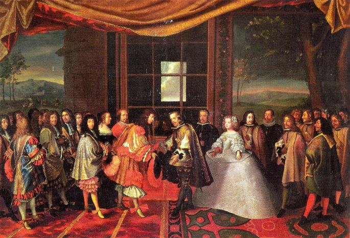 Cuadro de Jacques Laumosnier que representa la boda de Luís XVI con la infanta española.