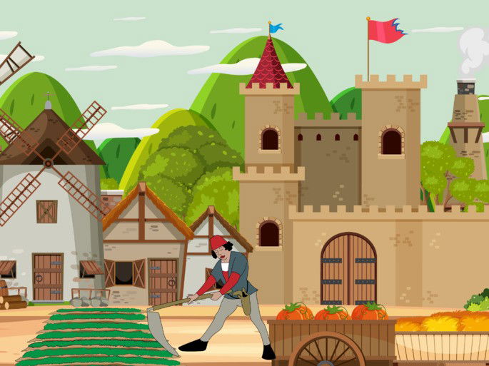 feudalismo: agricultor trabajando la tierra