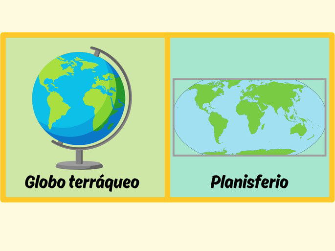 Globo terráqueo y planisferio