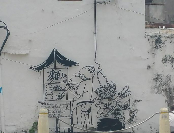 Grafiti a modo de historia gráfica del cómic, de Kuala Lumpur (Malasia)