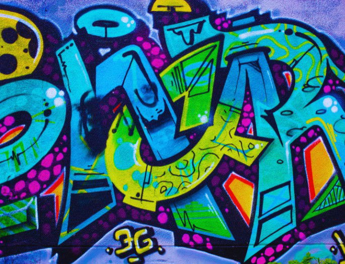 grafitti en tonos azules
