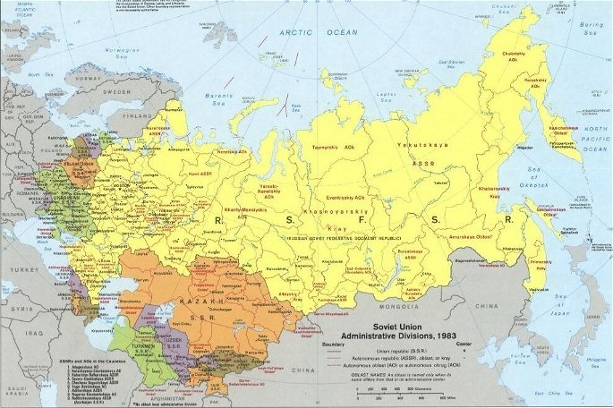 mapa de la URSS