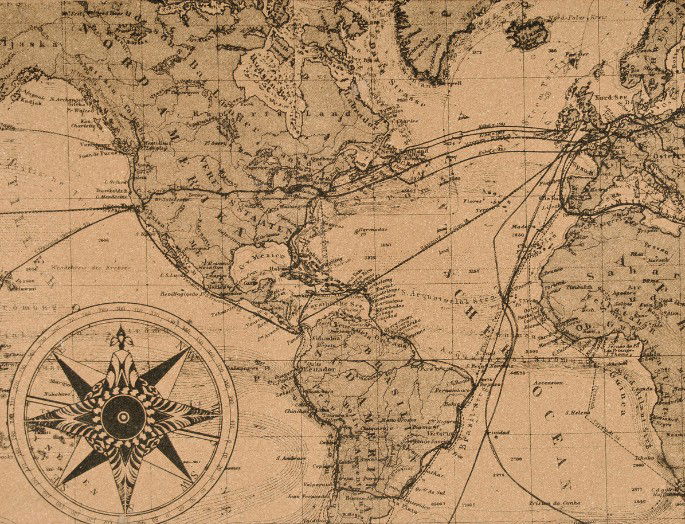 mapa antiguo de geografía del continente americano