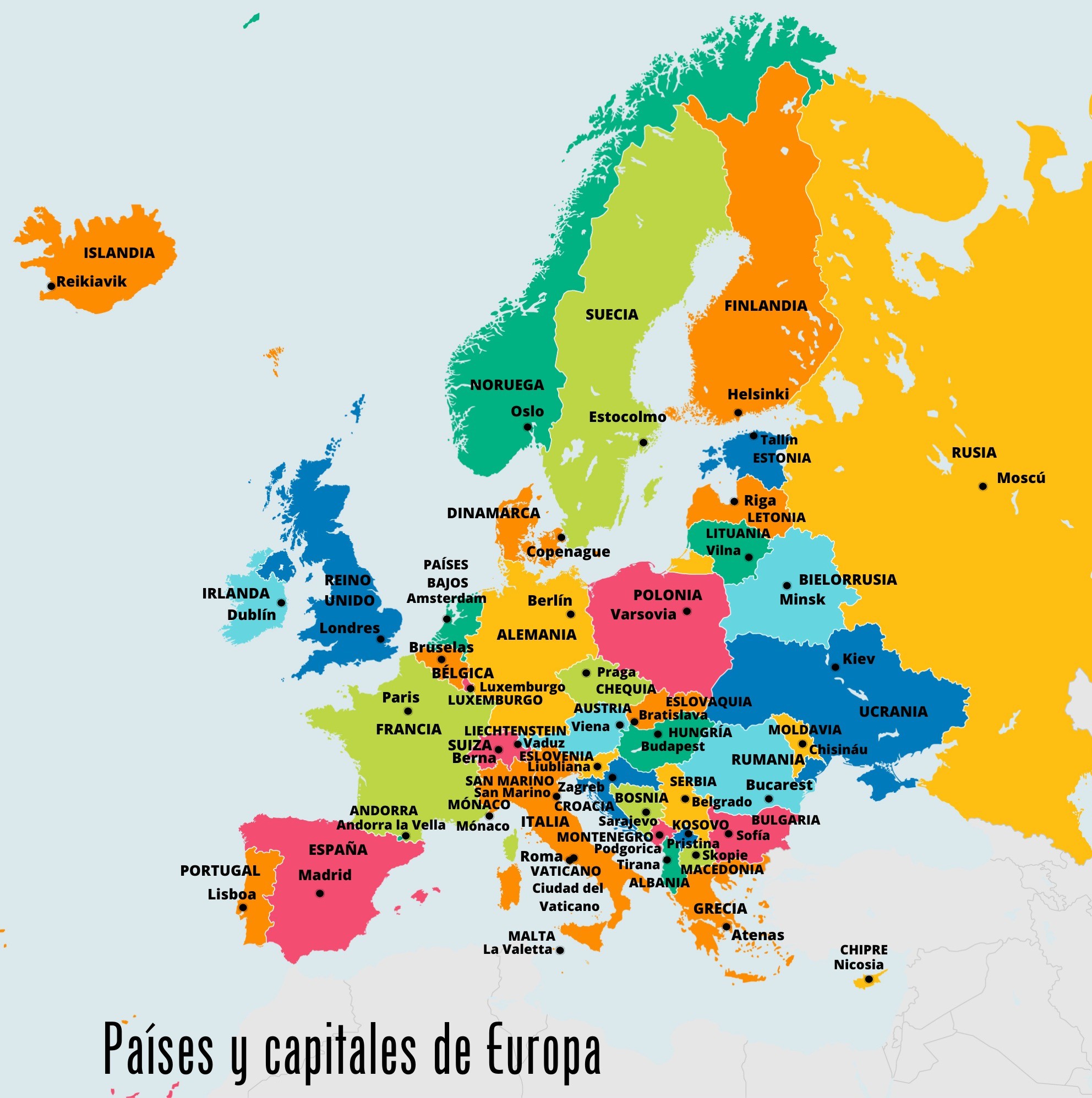 Europa Mapa Z Stolicami Na Sprawdzian