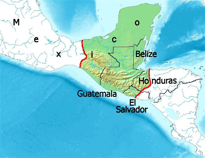 mapa maya área sombreada
