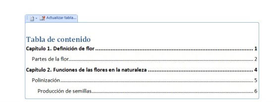 Índice, cómo hacer un índice en Word