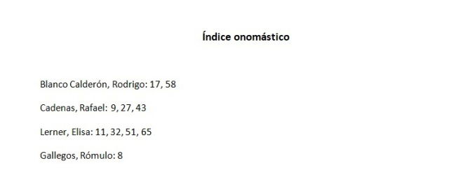 Índice, índice onomástico