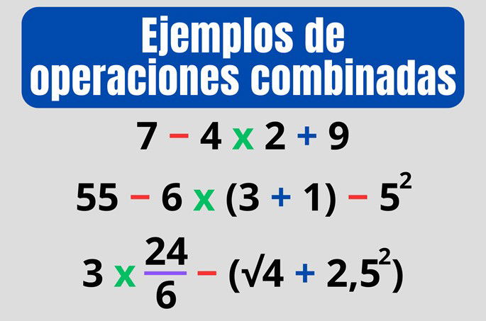 Tres ejemplos de operaciones combinadas