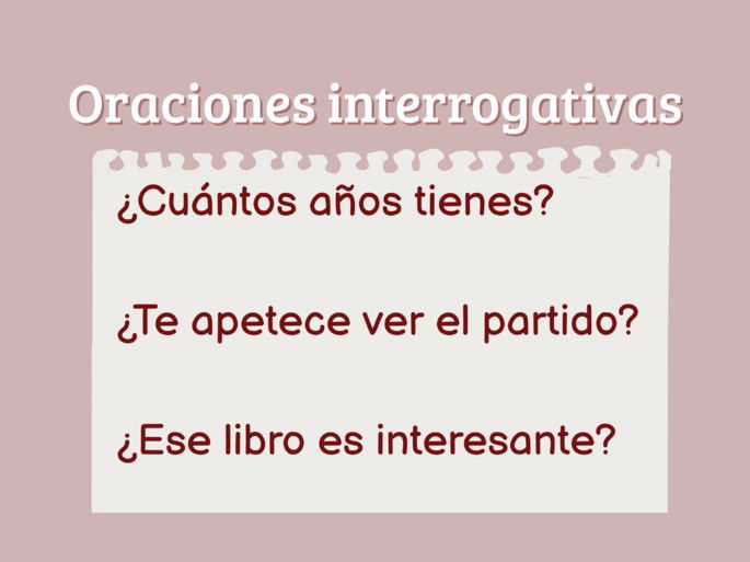 oraciones interrogativas sobre fondo rosado