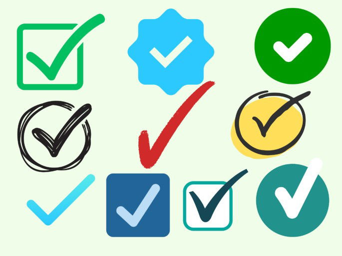 ejemplos de palomita símbolo de diferentes tipos