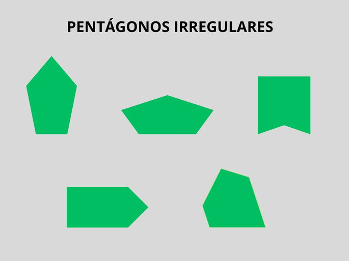 Pentágonos irregulares con diferentes formas