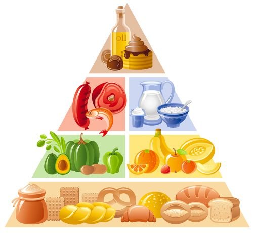 Piramide alimenticia con los grupos de alimentos