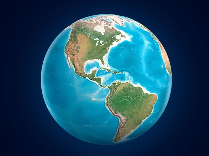 Vista espacial de La Tierra sobre el continente americano