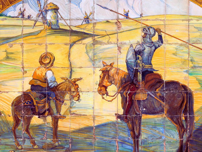 Siglo de oro: mural de Don Quijote de la Mancha en Ciudad Real