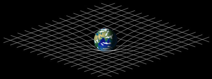 representación de la curvatura del espacio tiempo según Einstein