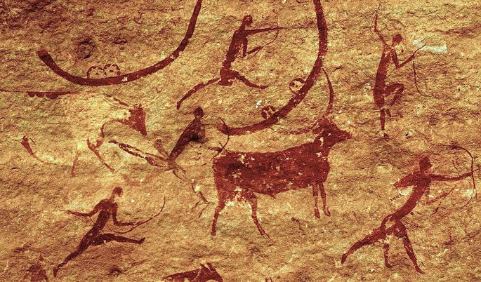 Pintura de cazadores tassili, Argelia