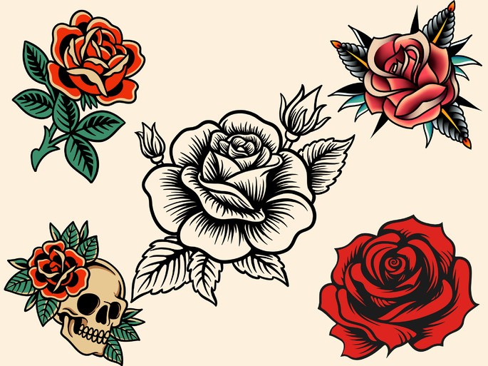 tatuaje rosas para mujeres a color y en negro