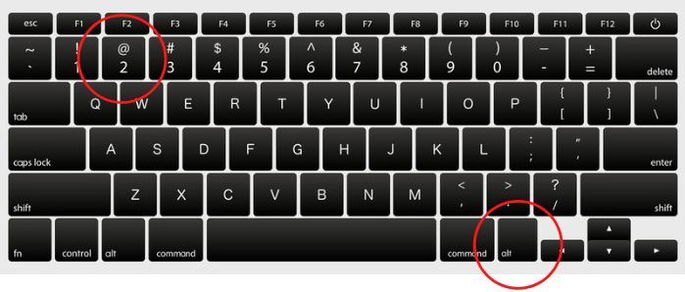 Teclado con la @ en la tecla 2