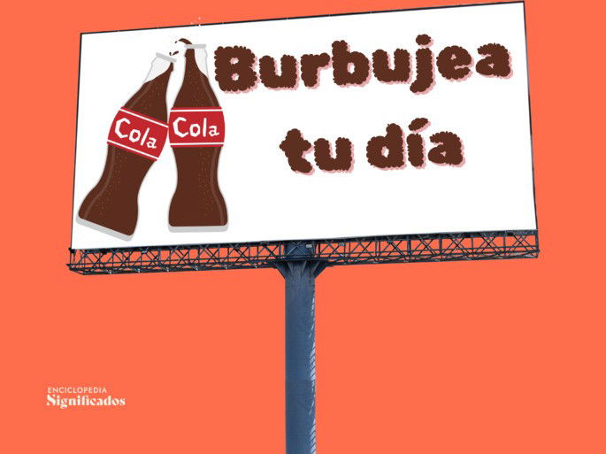 texto publicitario en anuncio de refresco de cola