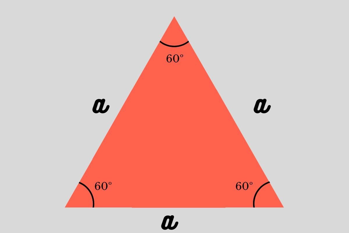 Triángulo equilátero, lados y ángulos internos