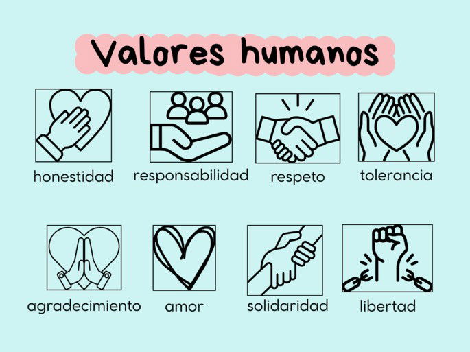 valores humanos sobre fondo azul