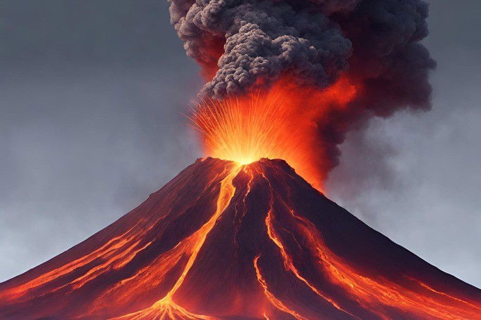 Un volcán en erupción